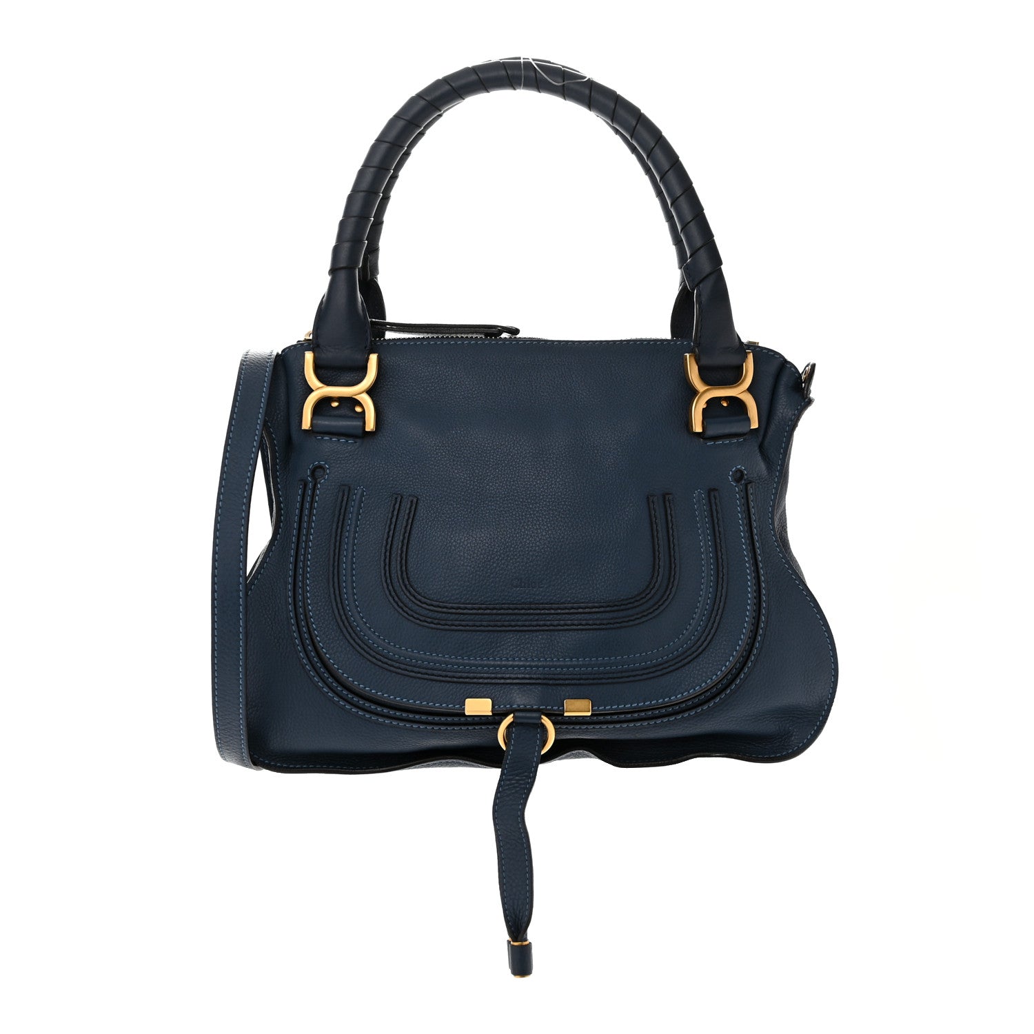 Chloe Calfskin Medium Marcie Satchel Royal Navy 1 of 11