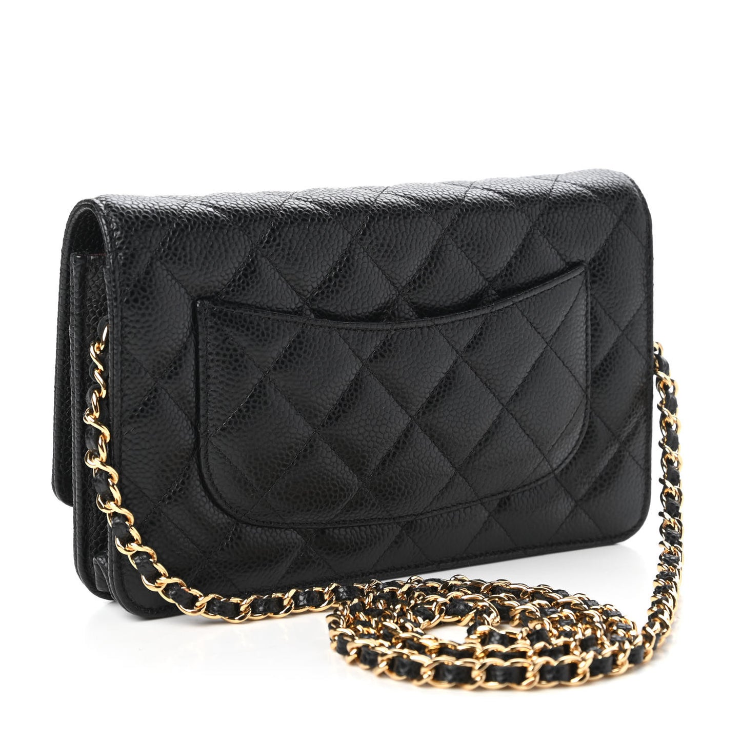 Caviar Quilted Wallet On Chain WOC Black