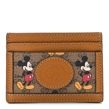 Gucci X DISNEY Mini Vintage GG Supreme Monogram Mickey Mouse Card Holder Beige Vintage Sun Oil 1 of 8