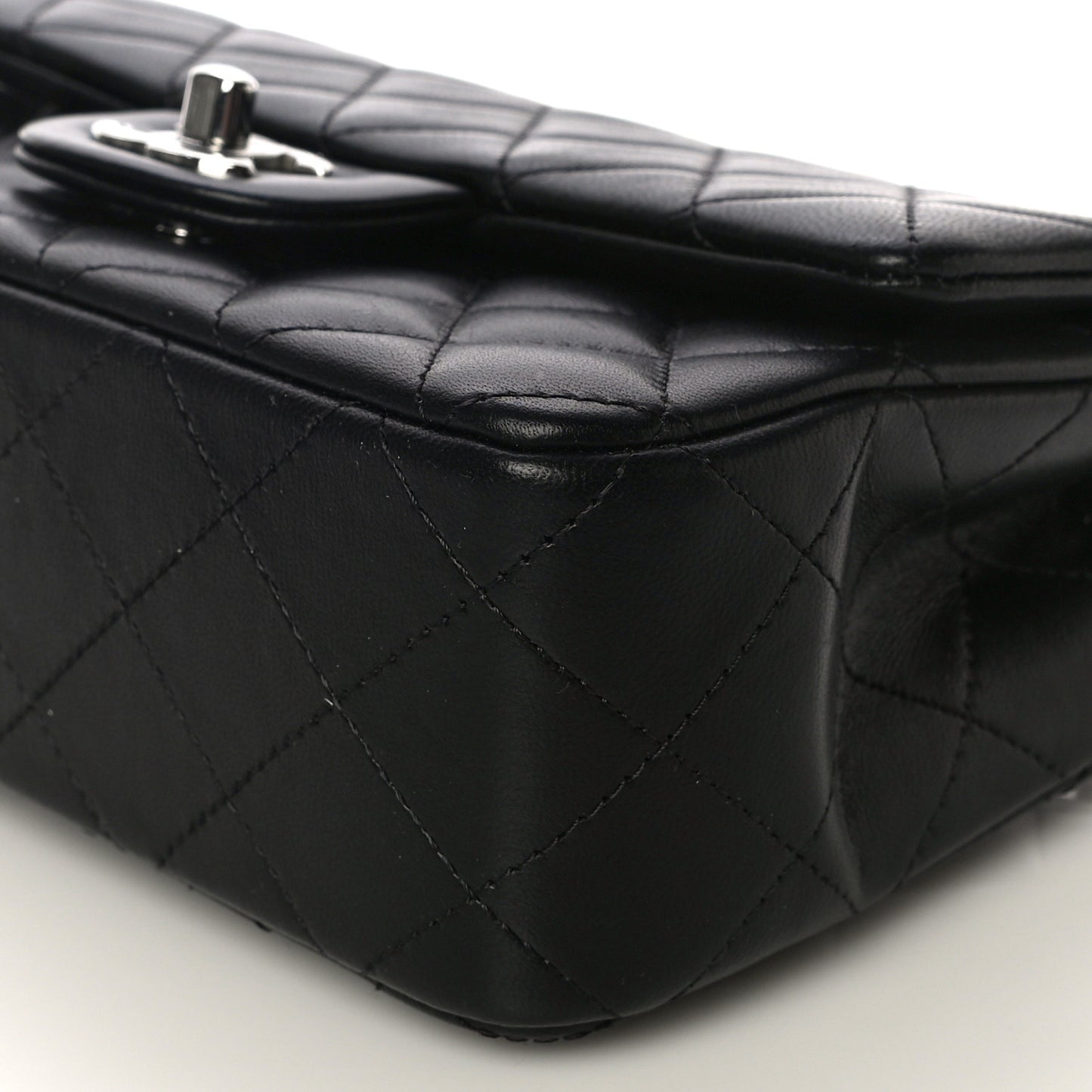 Lambskin Quilted Mini Rectangular Flap Black