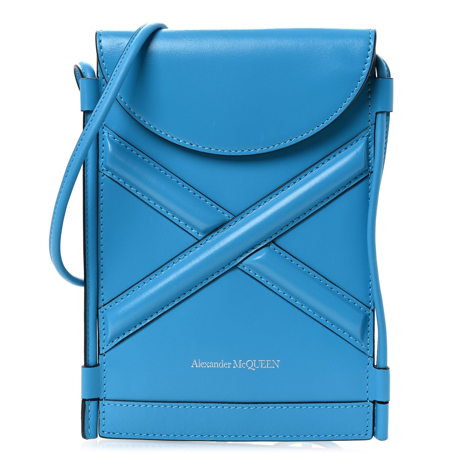 Alexander McQueen Calfskin The Curve Micro Crossbody Pouch Bag Blue 1 of 11
