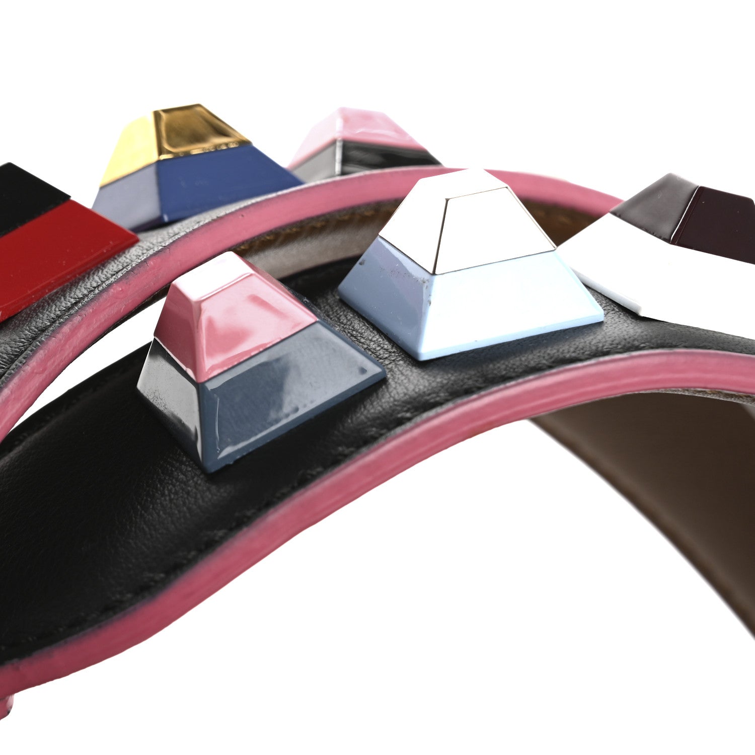 Fendi Vitello Dolce Plexiglass Bi-Color Studded Strap You Black Brownie Multicolor 6 of 8