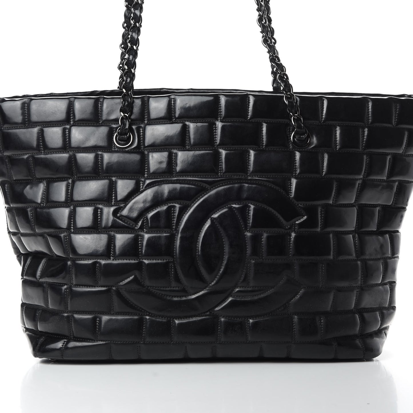Vinyl Quilted Frozen Shopping Tote Black