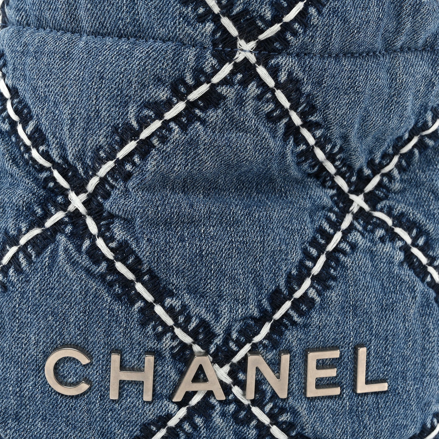 Denim Stitched Quilted Mini Chanel 22 Blue