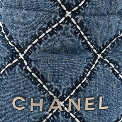 Chanel Denim Stitched Quilted Mini Chanel 22 Blue 8 of 10