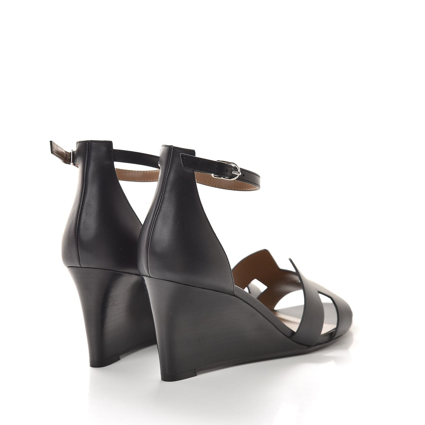Calfskin Legend Wedge Sandals 40 Black