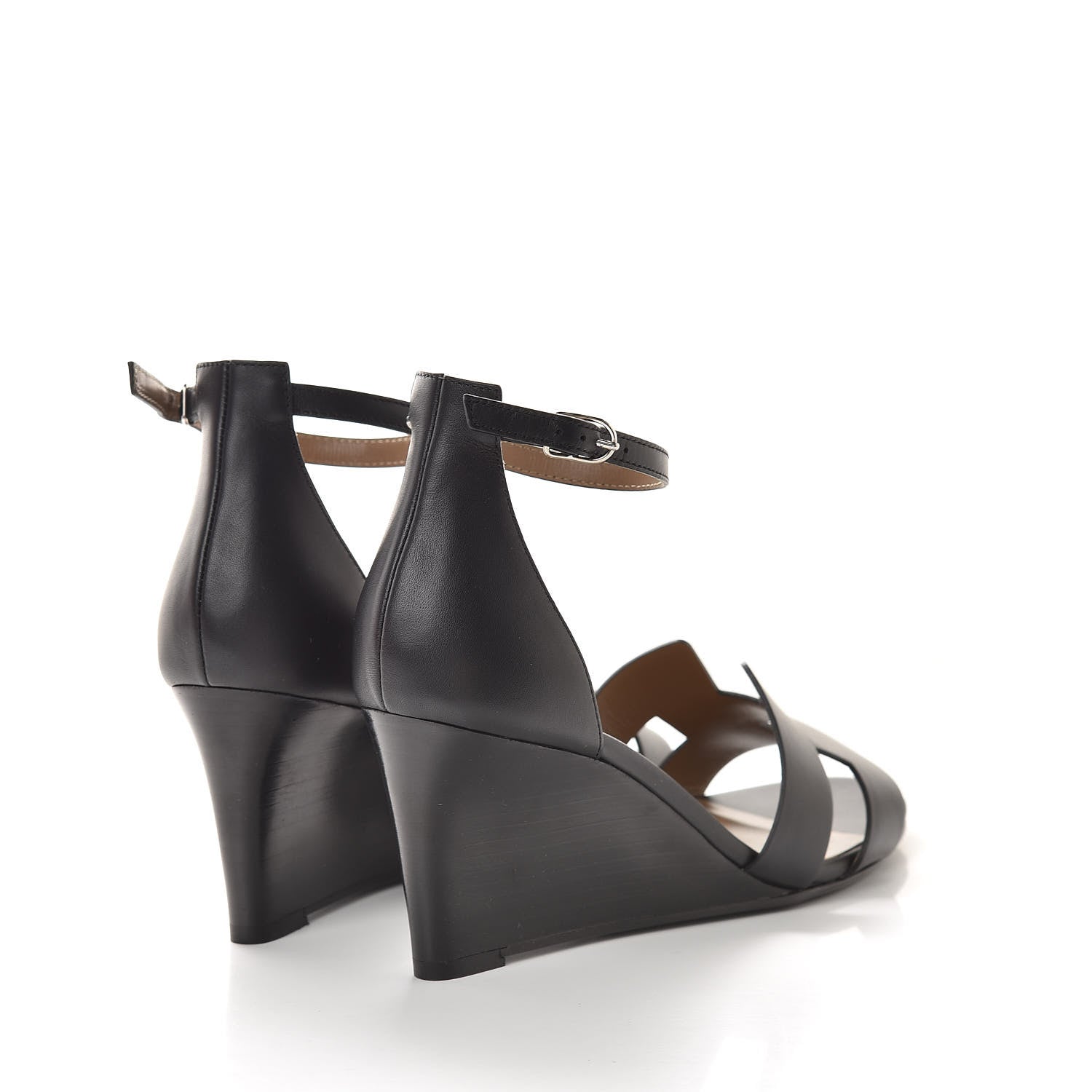 Hermes Calfskin Legend Wedge Sandals 40 Black 4 of 10