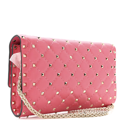 Valentino Garavani Nappa Rockstud Spike Wallet On Chain Shadow Pink 7 of 35