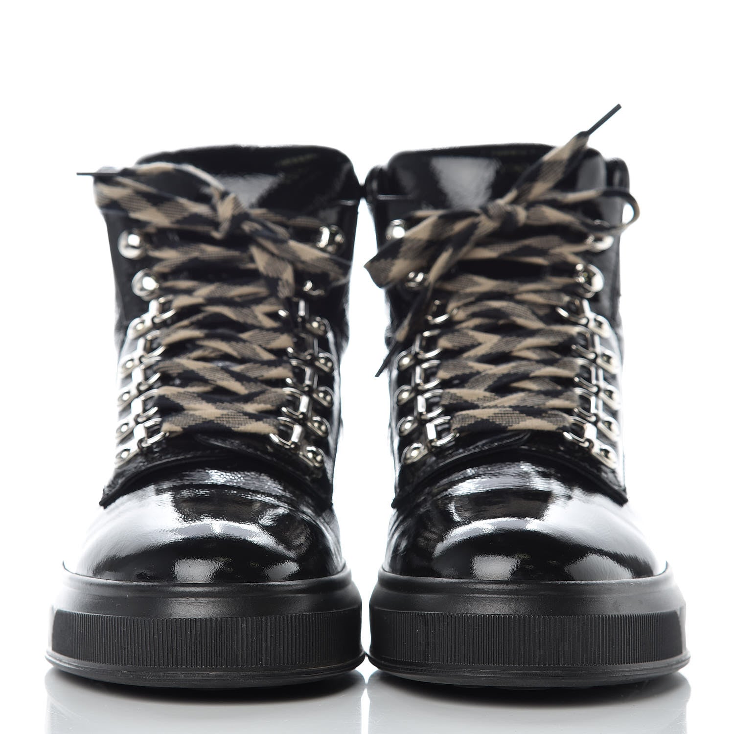 Chanel Patent Calfskin Quilted Womens High Top Sneakers 37.5 Black 2 of 10