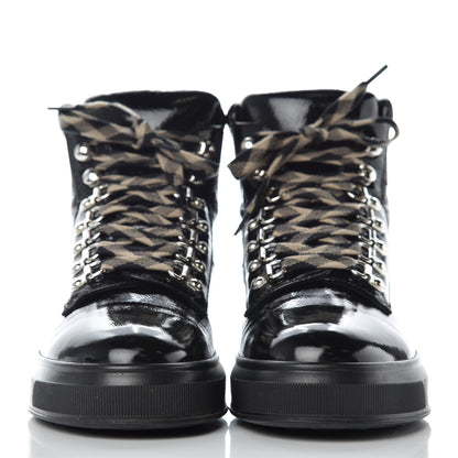 Chanel Patent Calfskin Quilted Womens High Top Sneakers 37.5 Black 2 of 10