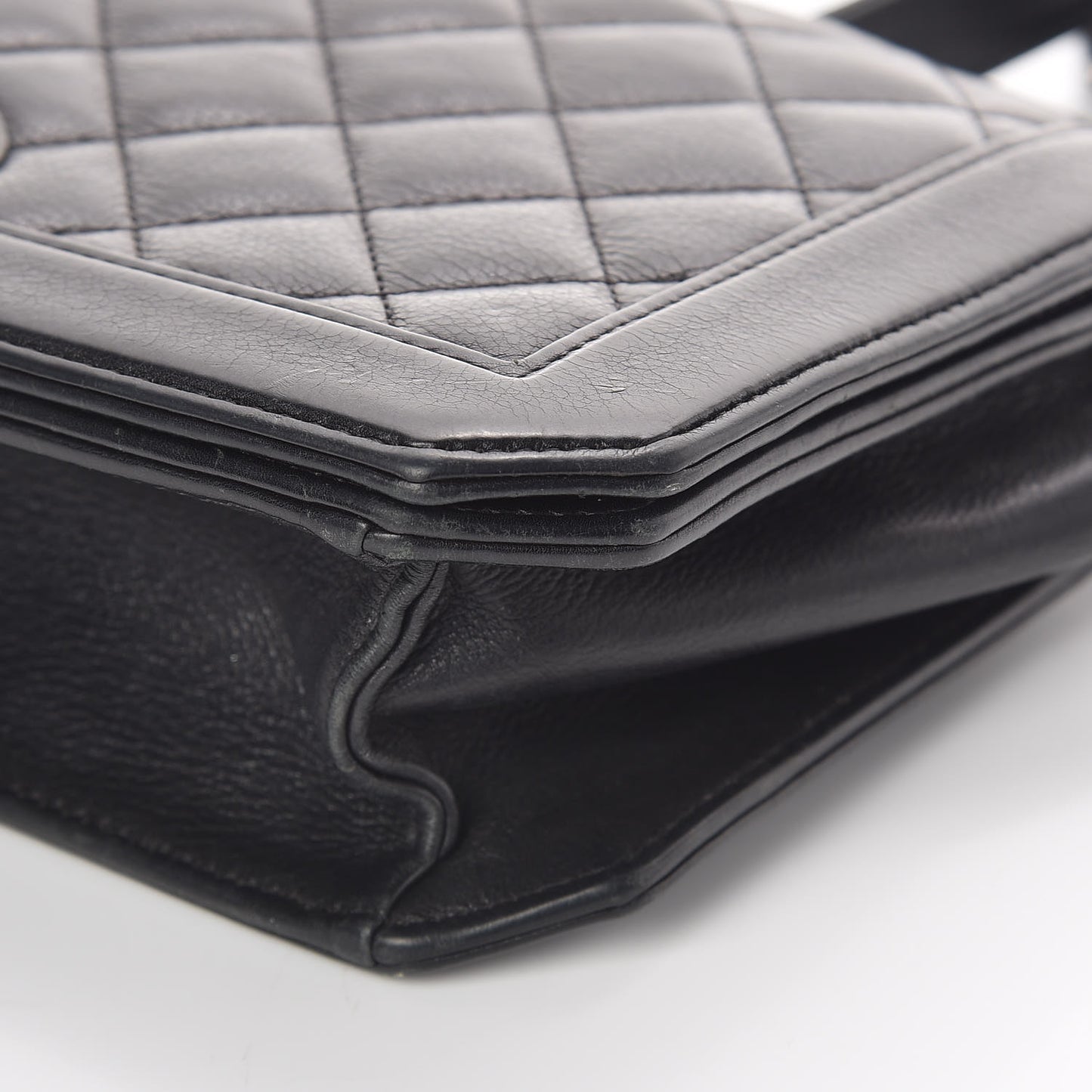 Grained Calfskin Quilted Medium Flap Black