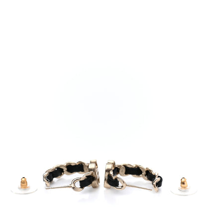 Chanel Lambskin CC Chain Hoop Earrings Matte Gold Black 3 of 4