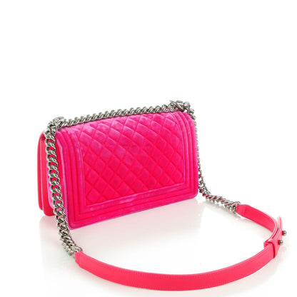 Chanel Velvet Quilted Medium Boy Flap Fuchsia 3 of 8