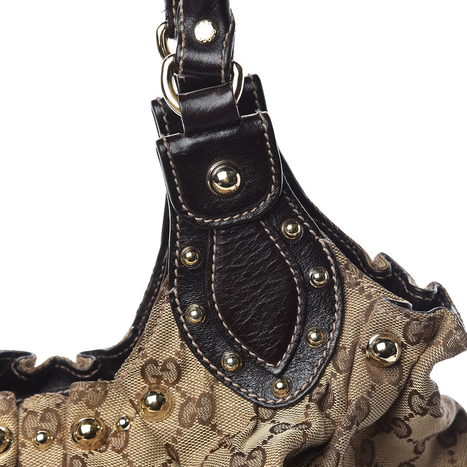 Gucci Monogram Studded Medium Pelham Tote Dark Brown 8 of 15