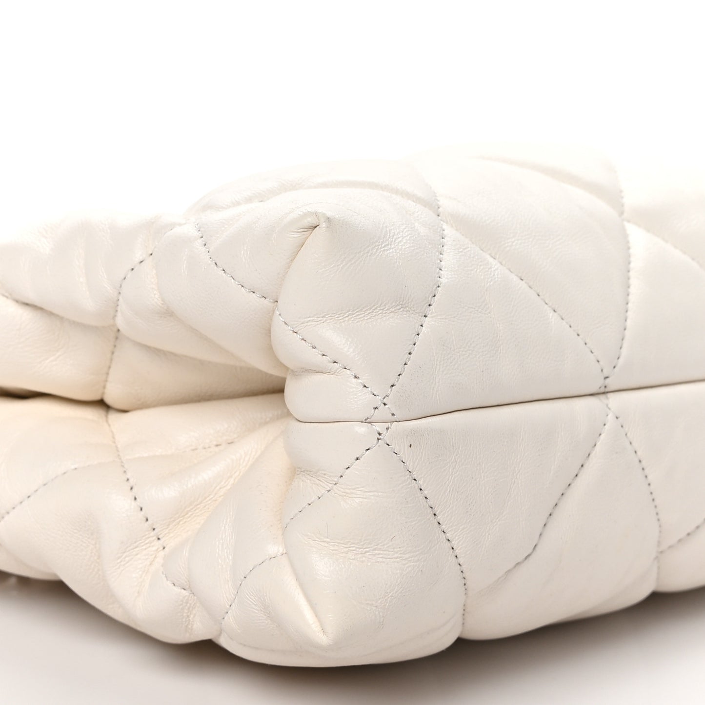 Lambskin Quilted Small Shopping Bag White