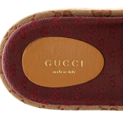 Gucci Canvas GG Monogram Angelina Platform Slide Sandals 37.5 Beige Ruggine 7 of 10