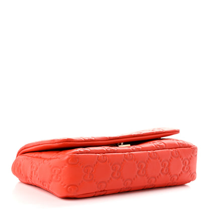 Gucci Lambskin Embossed Mini GG Milano Top Handle Shoulder Bag Orange 4 of 10