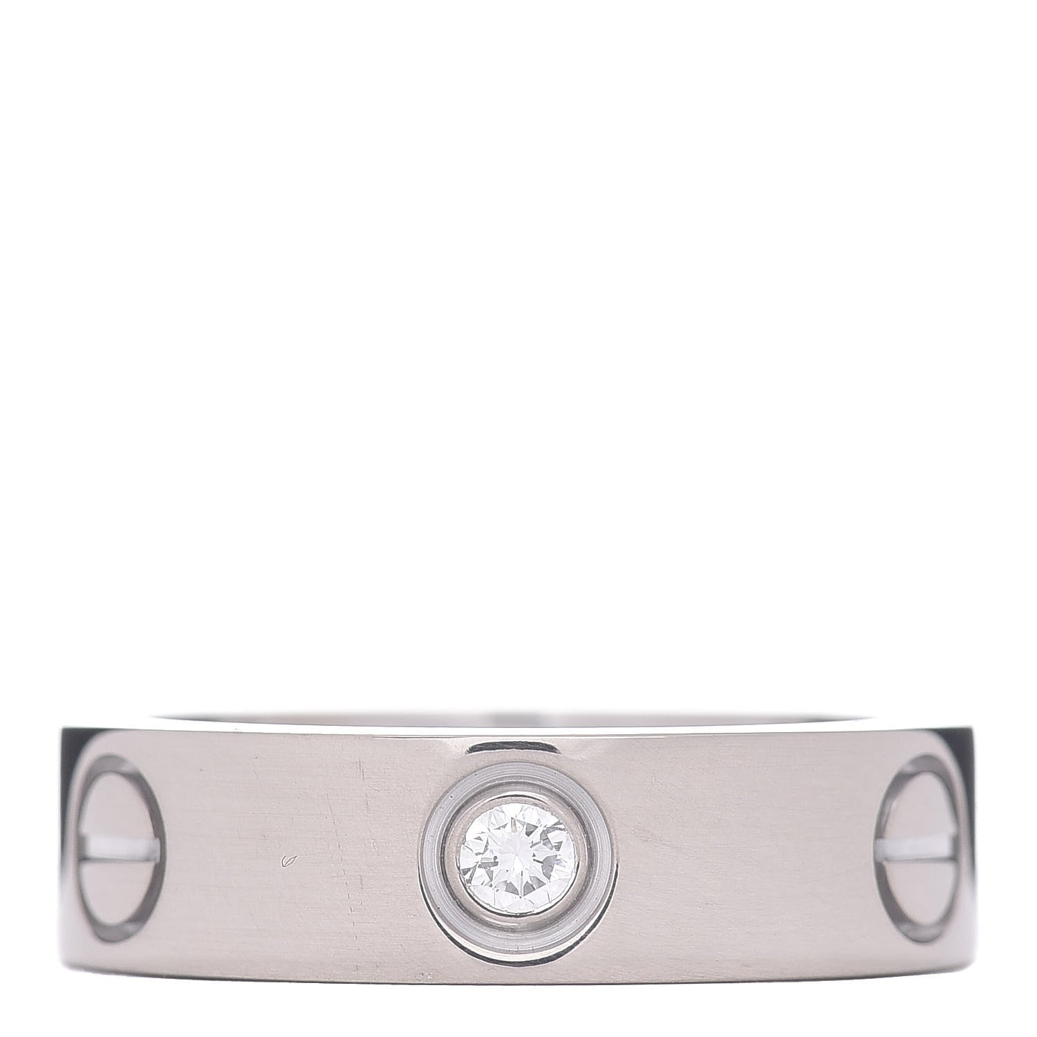 Cartier 18K White Gold 3 Diamond 5.5mm LOVE Ring 52 6 1 of 5