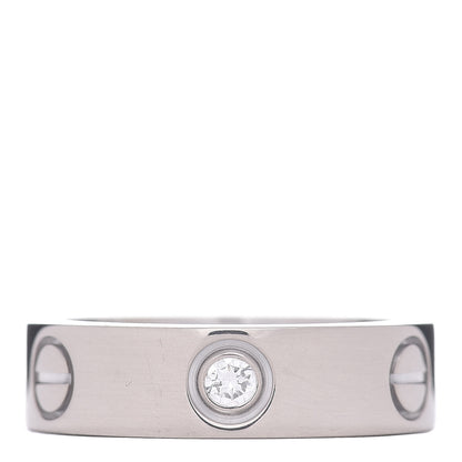 Cartier 18K White Gold 3 Diamond 5.5mm LOVE Ring 52 6 1 of 5
