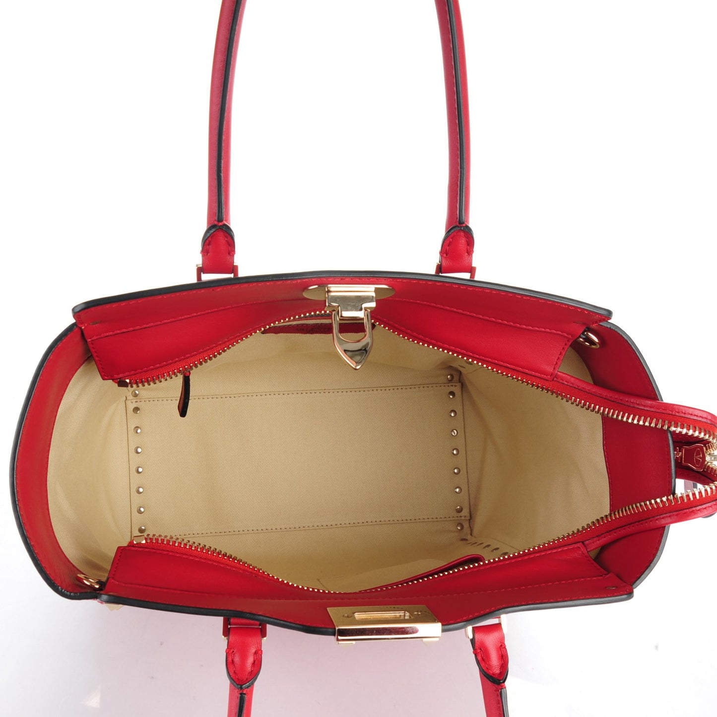 Vitello Rockstud Double Handle Tote Rosso Valentino