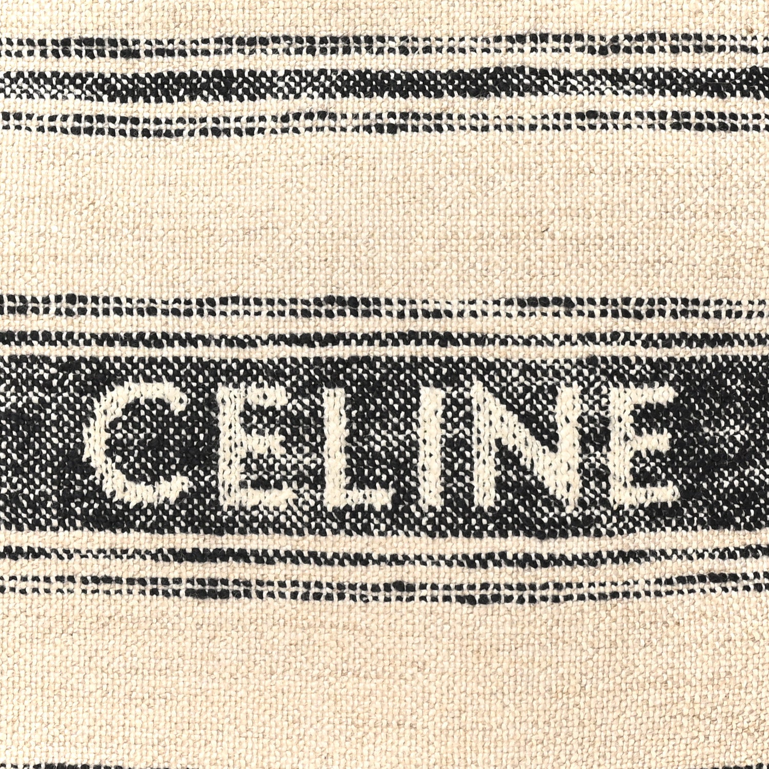Celine Jacquard Striped Large Cabas Thais White Black 7 of 9