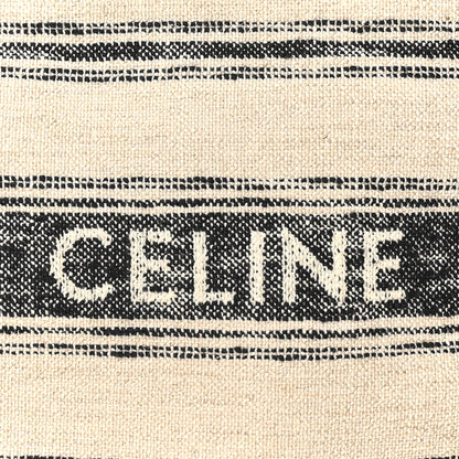 Celine Jacquard Striped Large Cabas Thais White Black 7 of 9