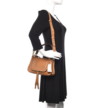 Chloe Shiny Calfskin Small Marcie Saddle Shoulder Bag Autumnal Brown 3 of 11