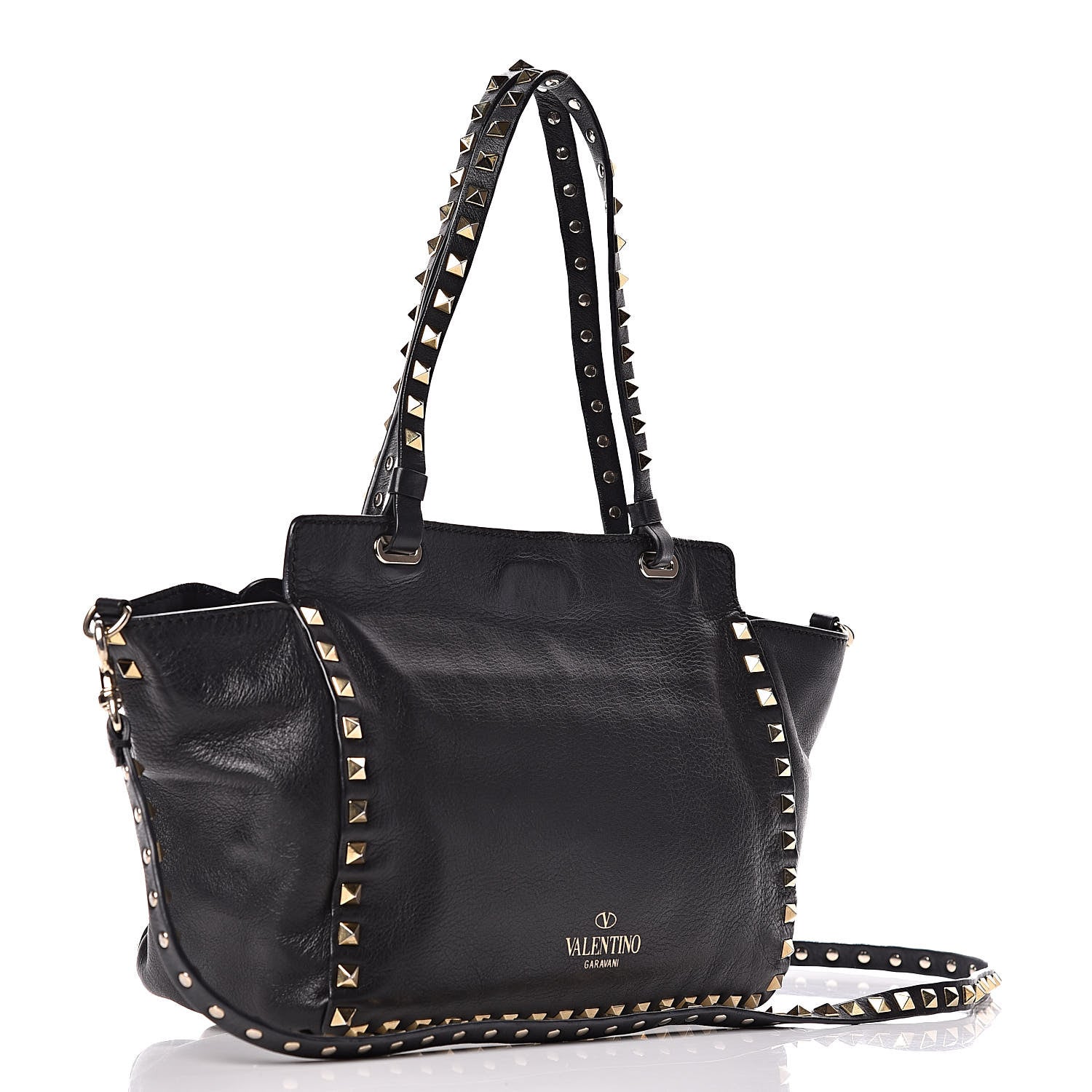 Valentino Garavani Vitello Small Rockstud Tote Black 3 of 13