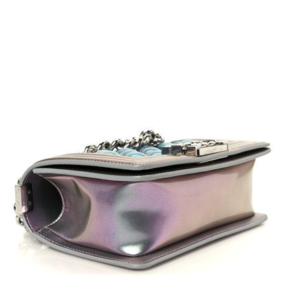 Chanel Iridescent Patent Calfskin PVC Quilted Small Boy Flap Light Purple 4 of 11
