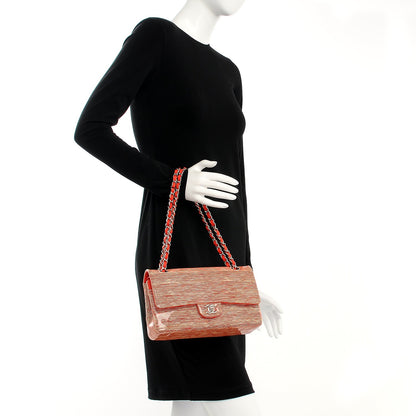 Chanel Patent Calfskin Striped Medium Double Flap Red 2 of 7