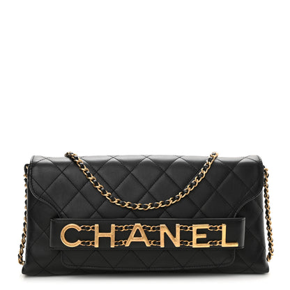 Chanel Calfskin Quilted Enchained Clutch Black 2 of 10