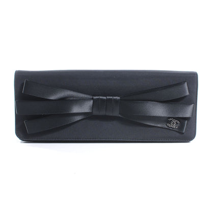 Chanel Satin Ribbon Bow Clutch Black 1 of 6
