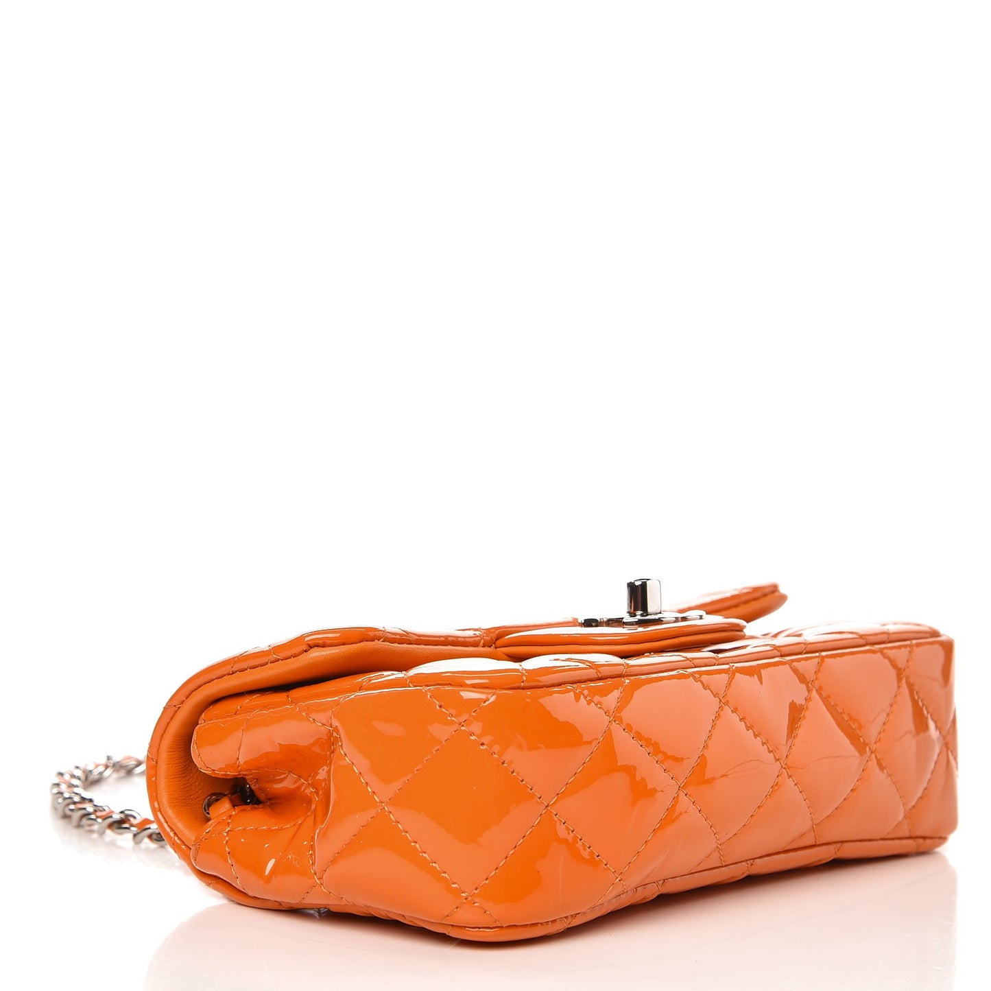 Patent Quilted Extra Mini Flap Orange