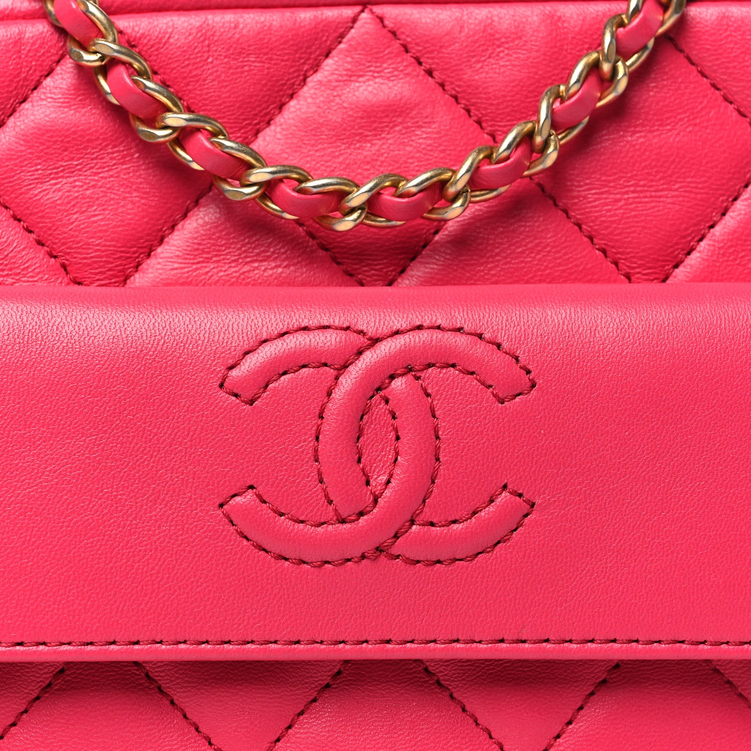 Chanel Lambskin Quilted Chain & Tassel Small Camera Case Fuchsia 8 of 10