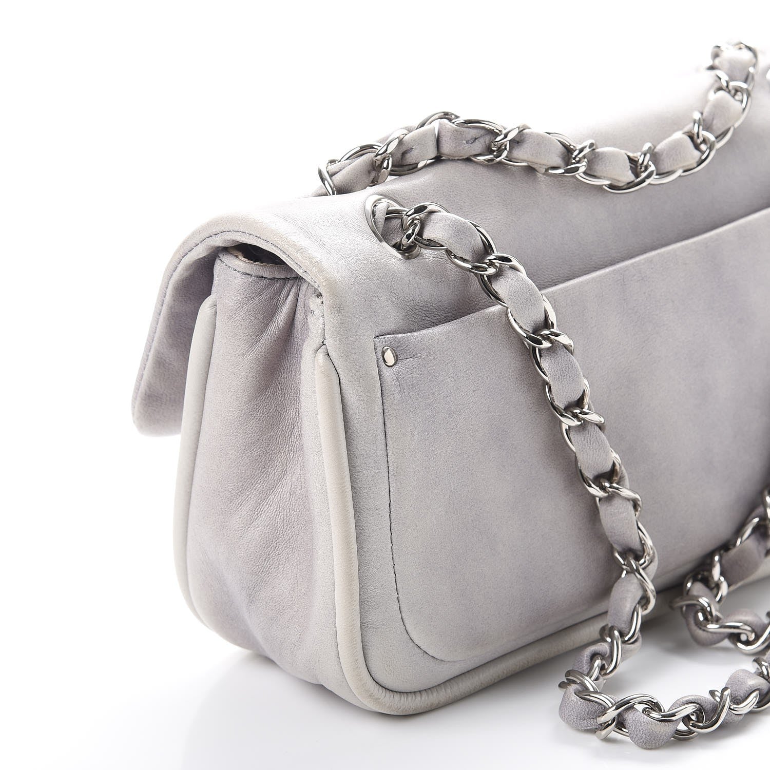 Chanel Lambskin Diagonal CC Chain Flap Grey 9 of 12
