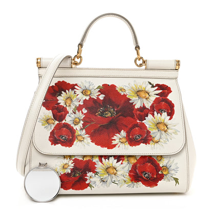 Dolce & Gabbana DOLCE & GABBANA Dauphine St.Giap Papaveri Print Medium Miss Sicily Satchel White Multicolor 1 of 11