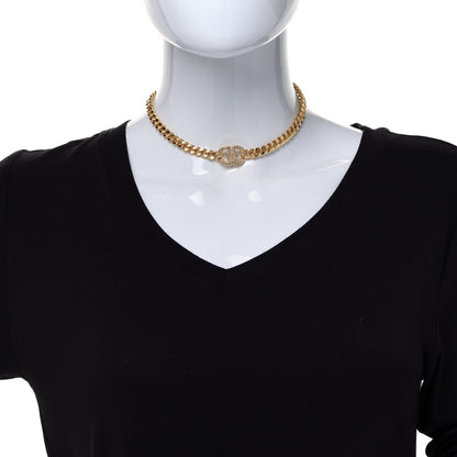 Chanel Crystal Chain Link CC Choker Necklace Gold 2 of 6
