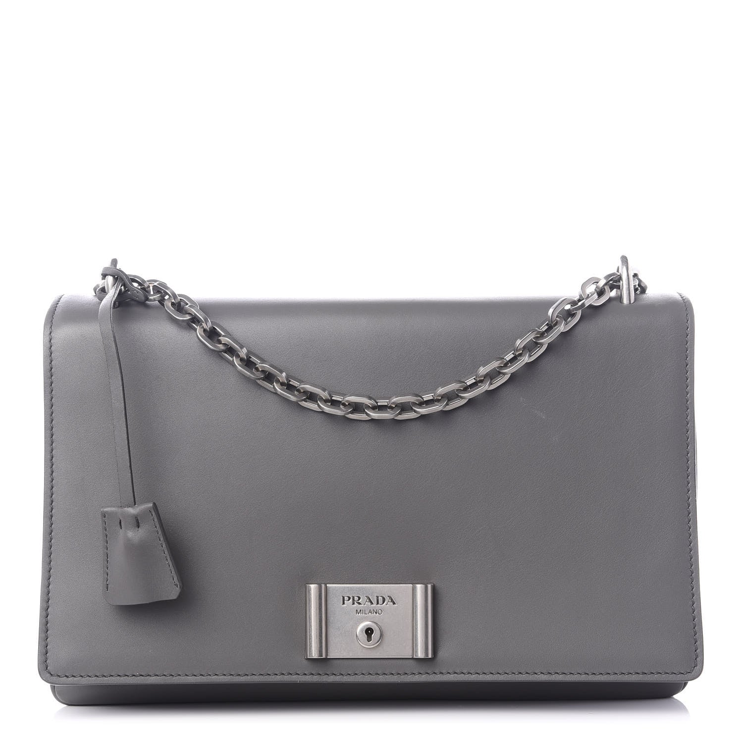 Prada City Calf Metal Closure Shoulder Bag Marmo 1 of 8
