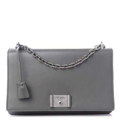 Prada City Calf Metal Closure Shoulder Bag Marmo 1 of 8