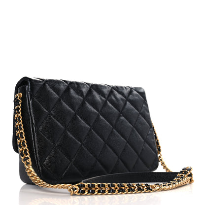 Chanel Shiny Caviar Quilted Large Chain Melody Flap Black 3 of 10