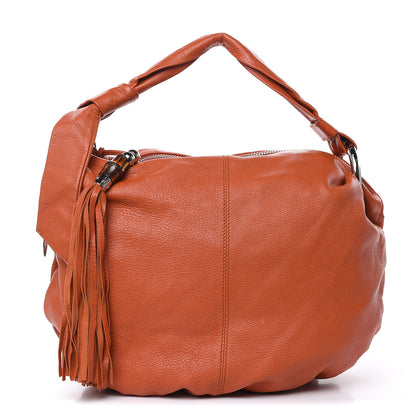 Gucci Pebbled Calfskin Medium Jungle Hobo Dark Orange 1 of 14
