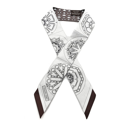 Hermes Silk Effet Kaleidoscope Twilly White Anthracite Marron 1 of 3