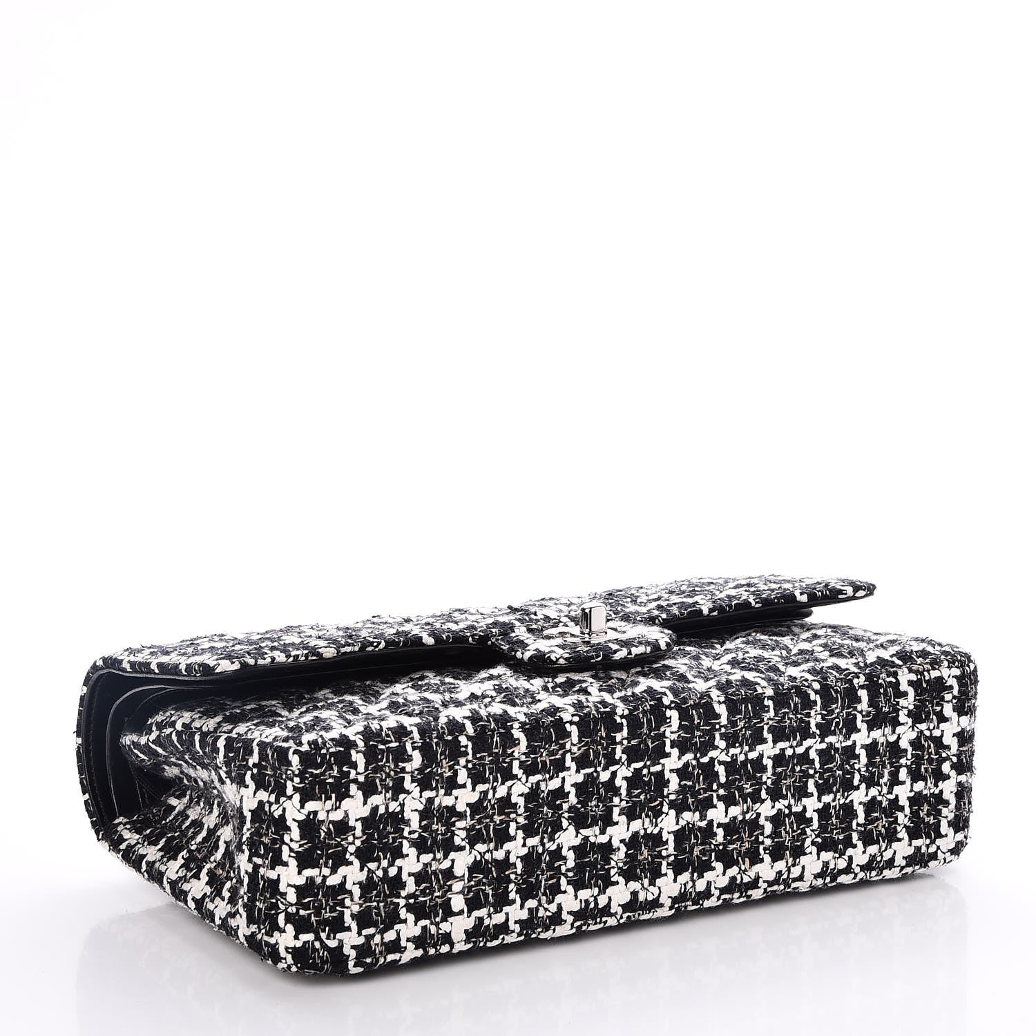 Chanel Tweed Quilted Medium Double Flap Black White 5 of 8