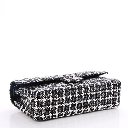 Chanel Tweed Quilted Medium Double Flap Black White 5 of 8