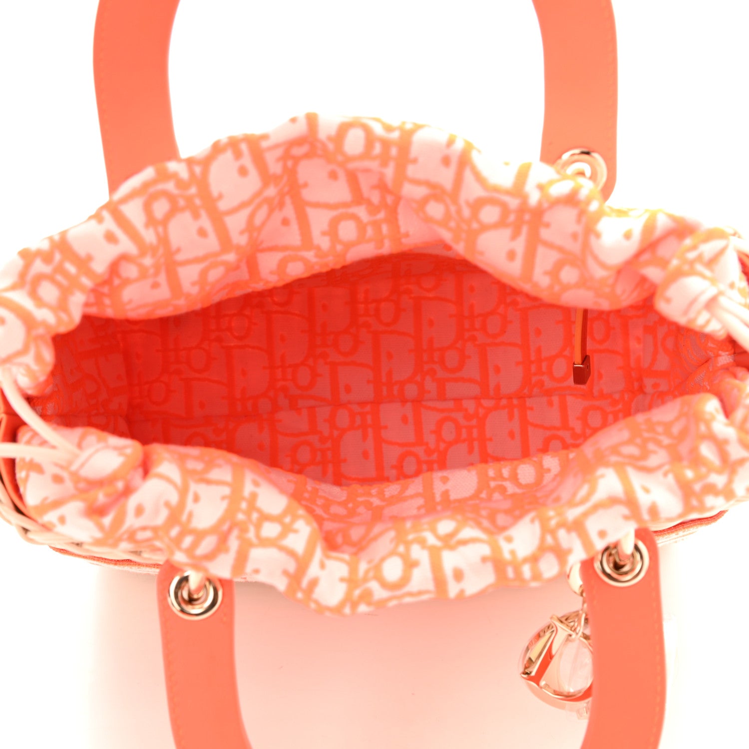 Christian Dior Wicker Oblique Medium Lady Dior Bag Fluorescent Orange 5 of 10