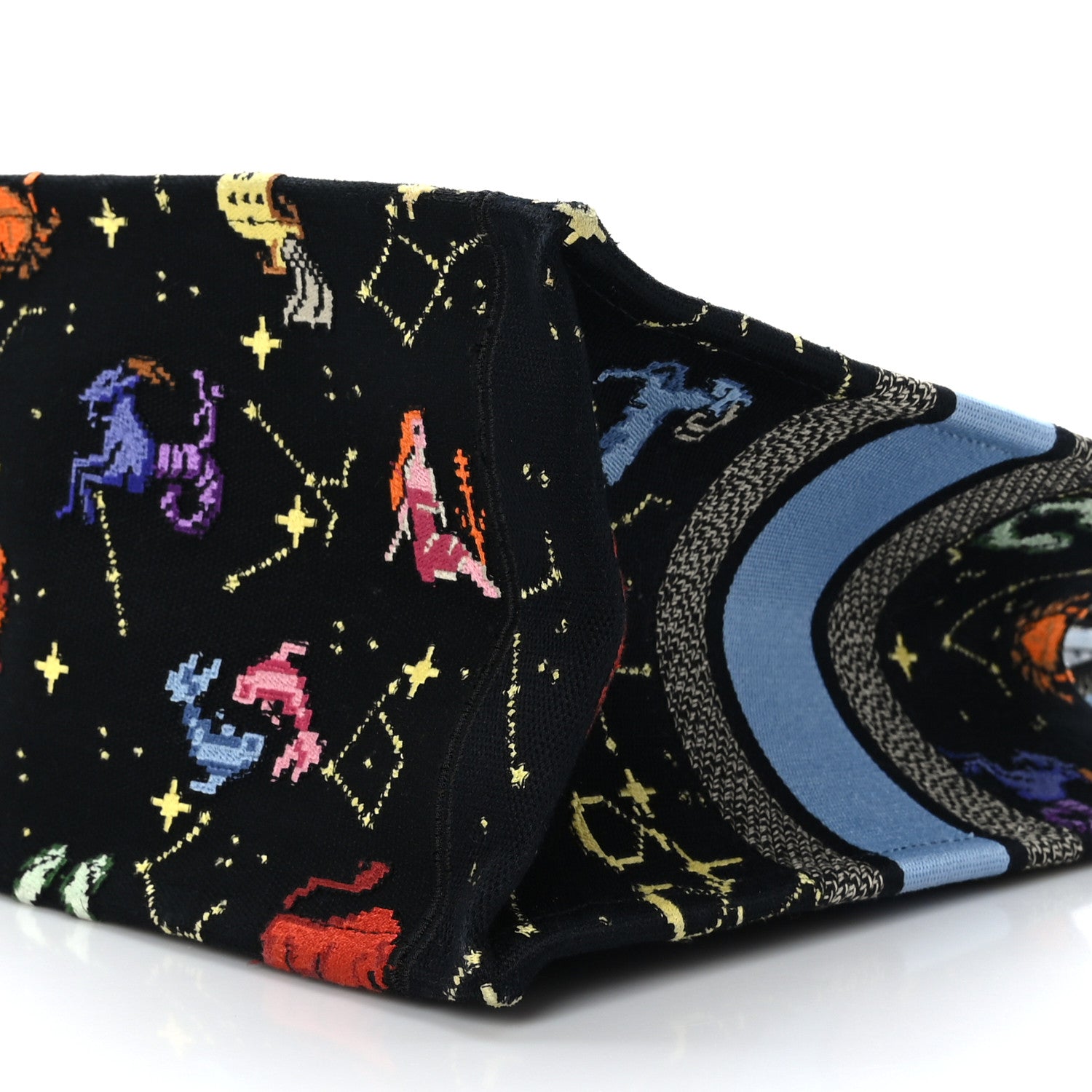 Christian Dior Canvas Embroidered Medium Pixel Zodiac Book Tote Black Multicolor 9 of 9