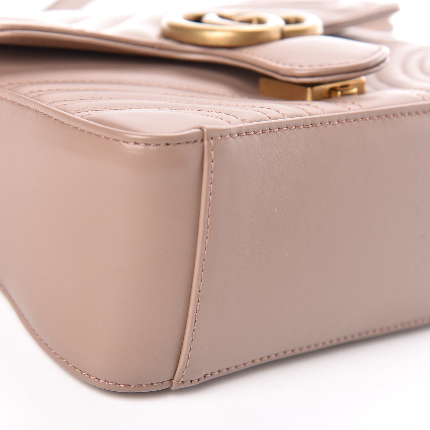 Calfskin Matelasse Mini GG Marmont Top Handle Shoulder Bag Porcelain Rose
