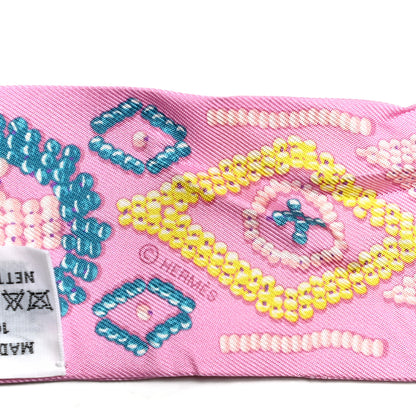 Hermes Silk Kelly En Perles Twilly Rose Bonbon Canard 3 of 4