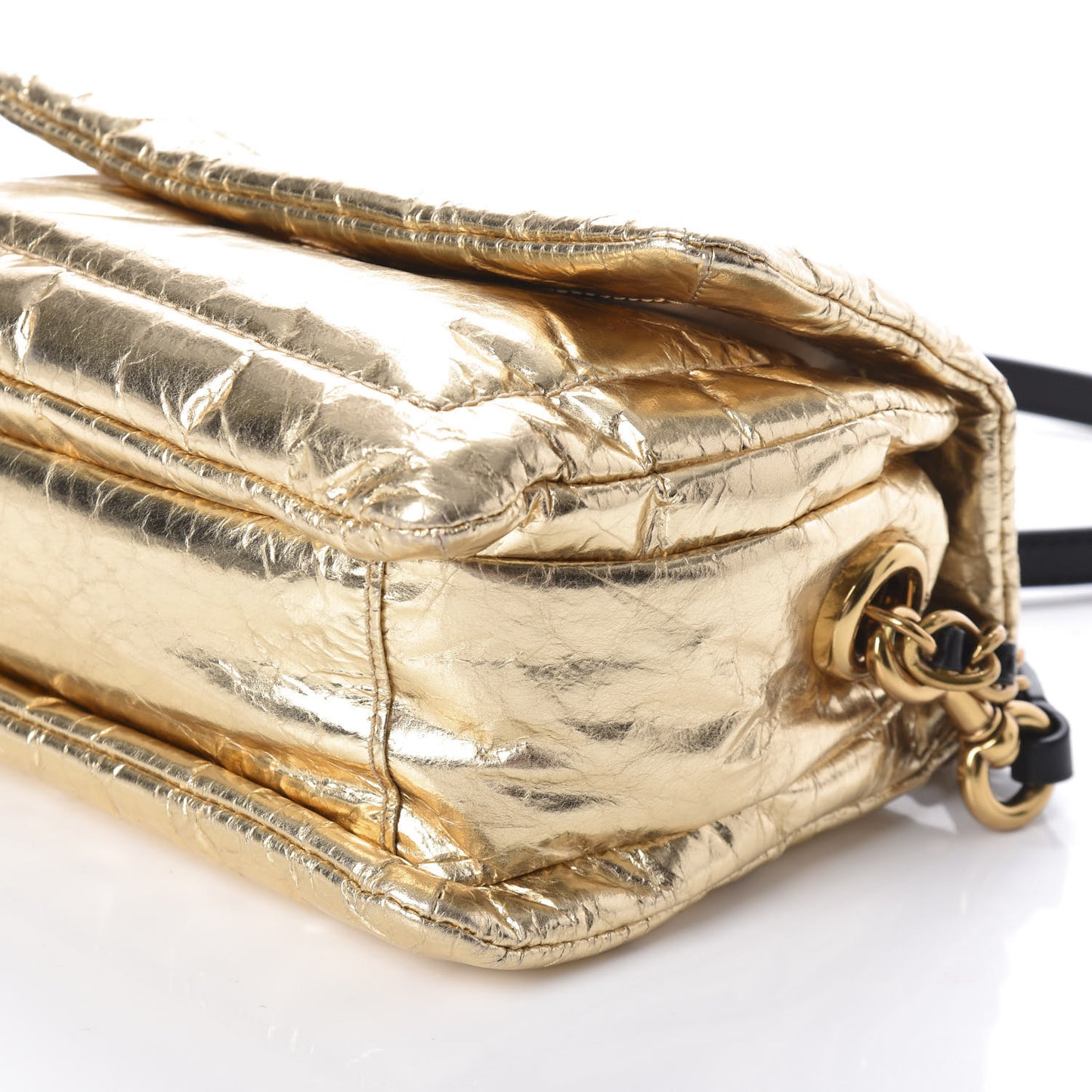 Metallic Lambskin The Pillow Bag Gold