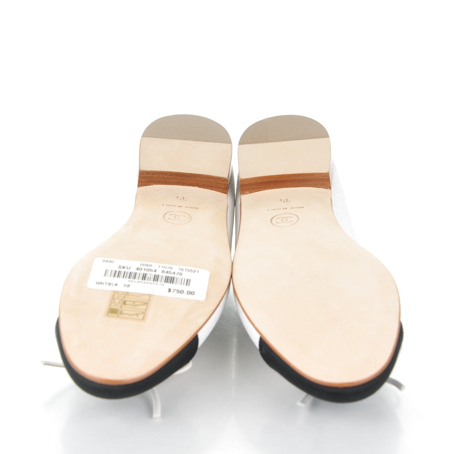 Chanel Fabric Glitter Cap Toe CC Ballerina Flats 35 White Black 5 of 7